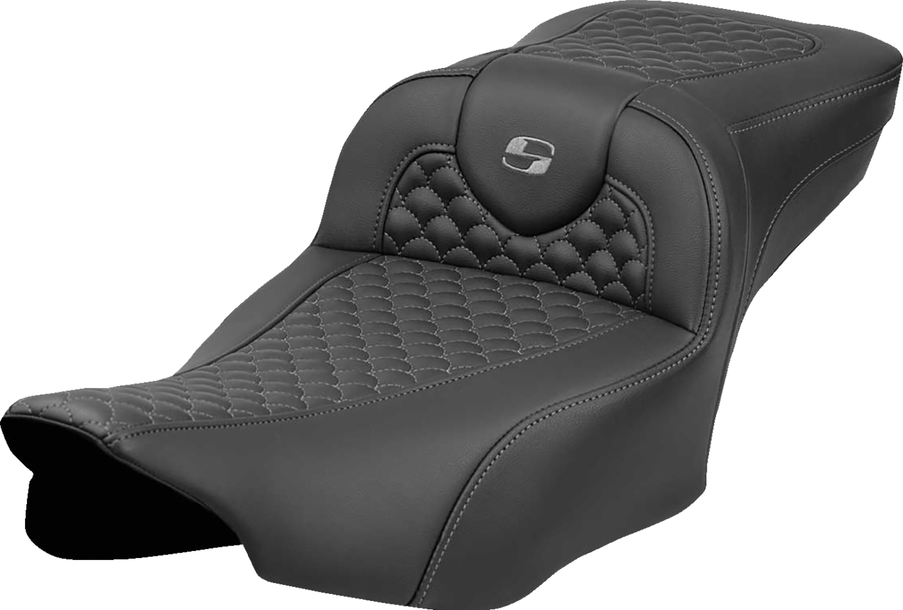 Saddlemen Roadsofa™ Extended Reach Seat - Dragon Scale Stitch - Dark Gray Stitch - W/O Backrest - FL '23-'24