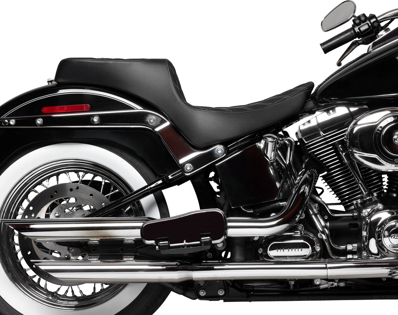 Drag Specialties Seats Performance Predator 2-Up Seat - Vinyl - Double Diamond - Silver Thread - FL '00-'17