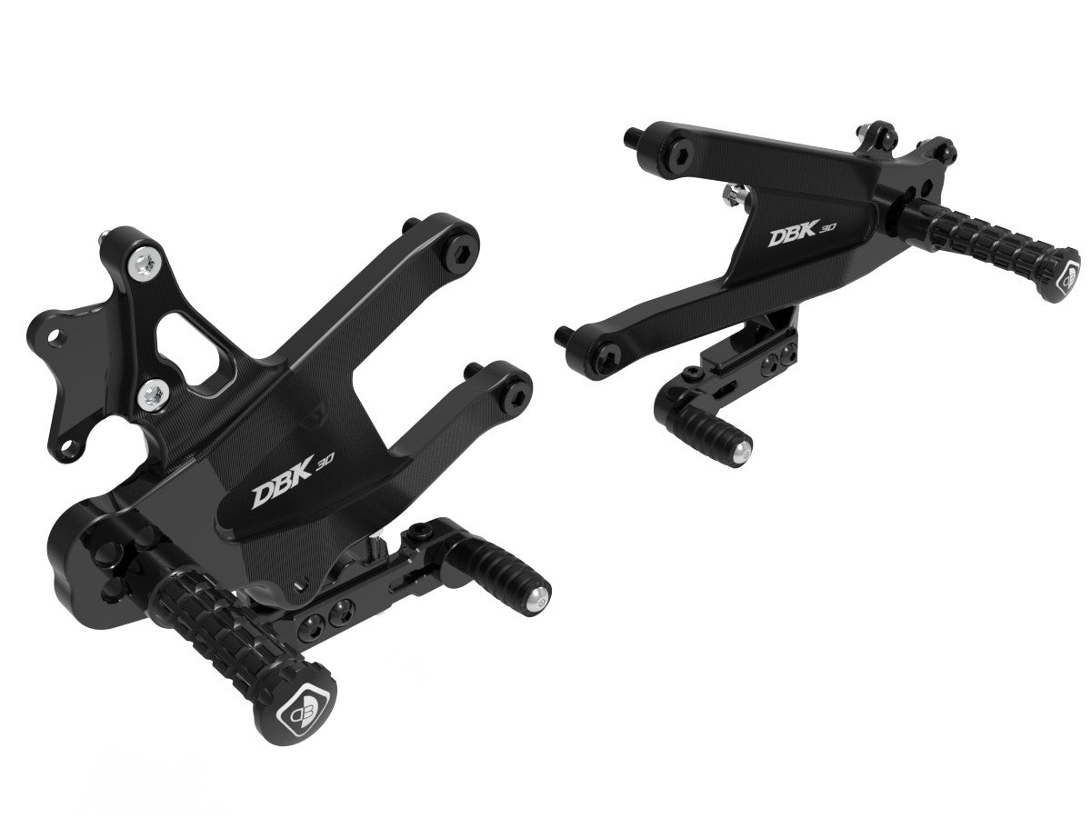 Ducabike DBK PRV402 – Panigale V4 MY25 Adjustable SBK Rearsets - BLACK ECO FIXED FOOT PEGS