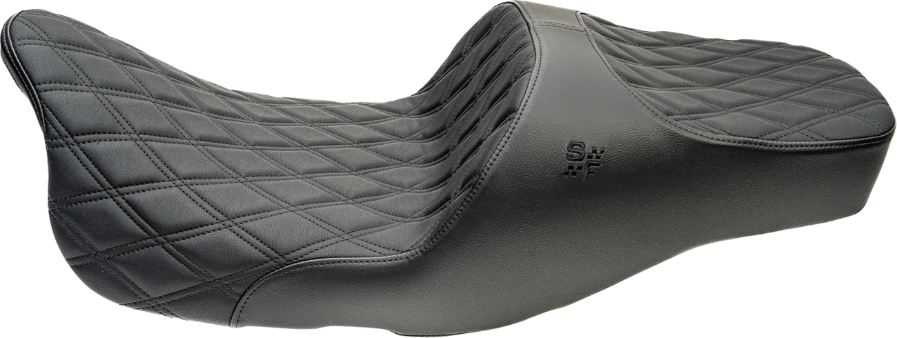 Slyfox Chariot Seat - Black Double Diamond Stitch - Black Logo - FLH/FLT '23.5-'26