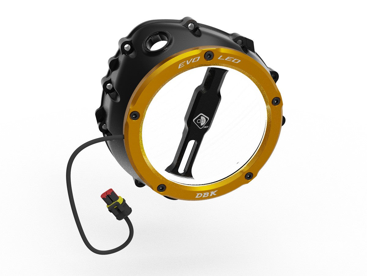 Ducabike DBK Ccdvl12 BMW Evo LED Clear Clutch Cover - BLACK-GOLD