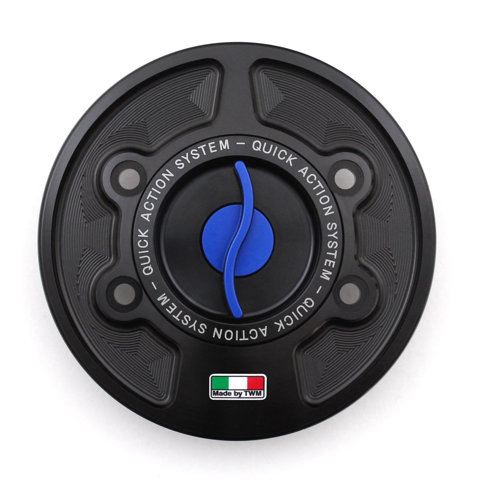 TWM CNC Aluminum Gas Cap / Fuel Cap with Blue Center Cap for BMW Motorcycles