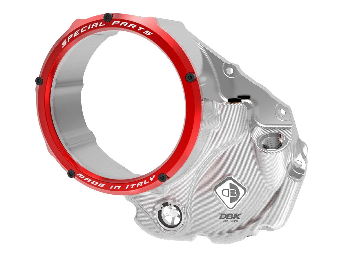 Ducabike DBK CCDV05 3D-EVO Clear Clutch Cover Oil Bath - SILVER-RED