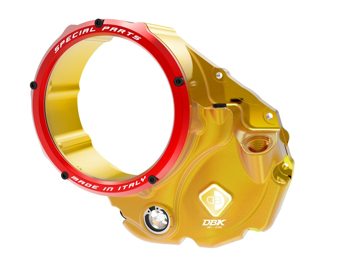 Ducabike DBK CCDV06 3D-EVO Clear Clutch Cover Oil Bath - GOLD-RED