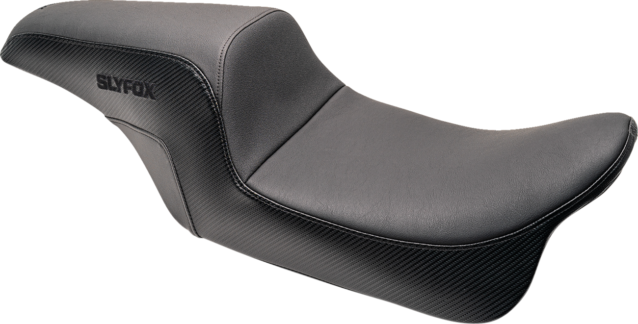 Slyfox Drifter Seat - Black Logo - Smooth Vinyl - Carbon Fiber - FL '97-'07