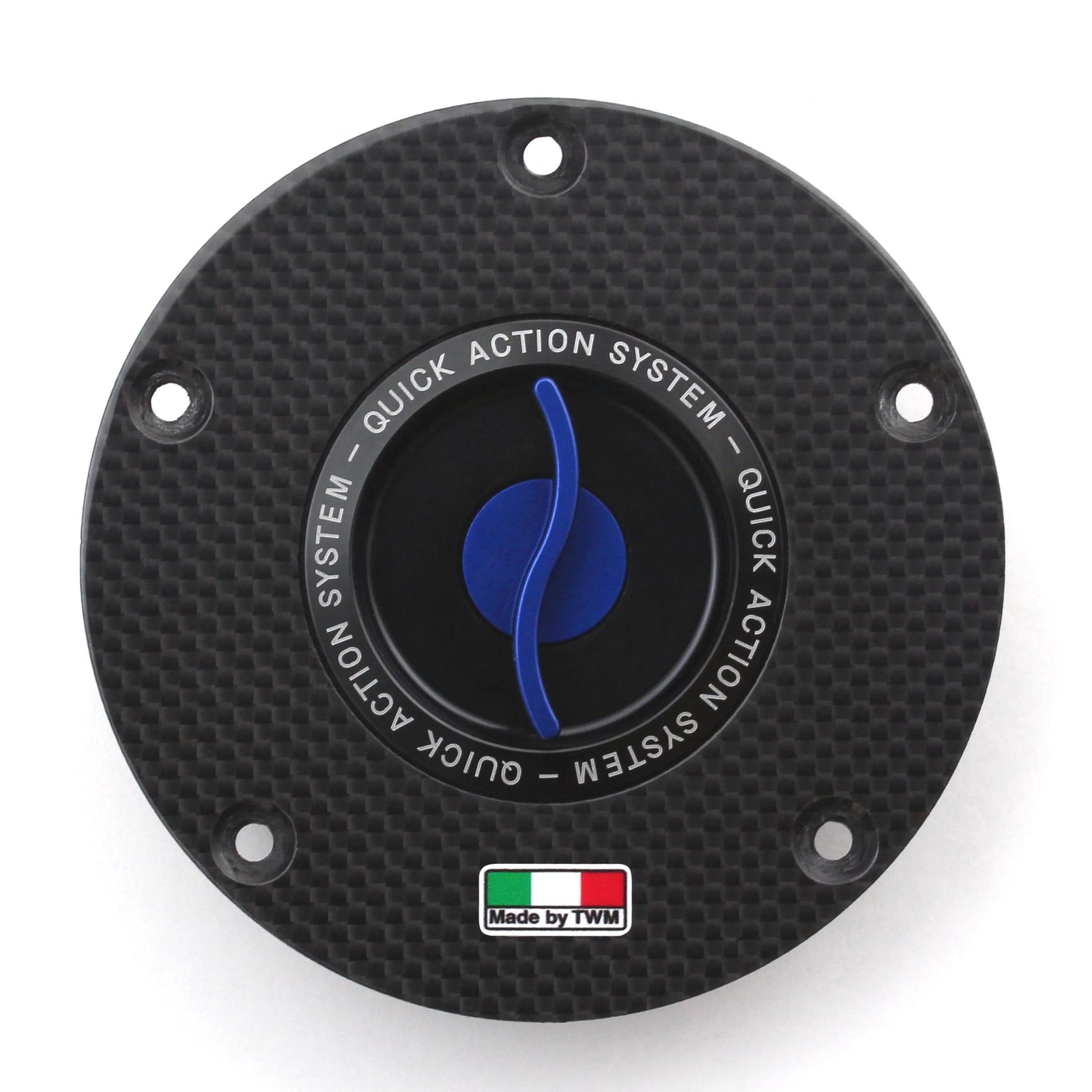 TWM Flat Carbon Gas Cap / Fuel Cap with Blue Center Cap for Ducati Motorcycles
