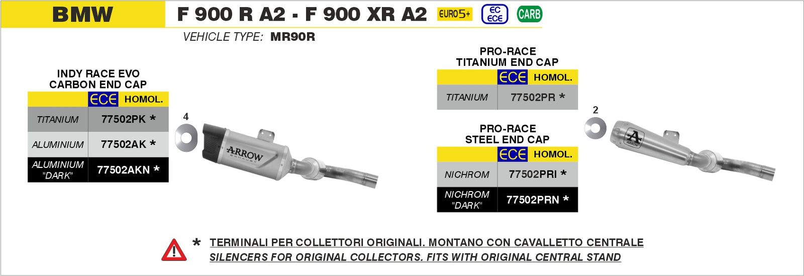 Arrow 77502AKN Indy Race EVO Aluminium Dark Slip On With Carbon End Cap