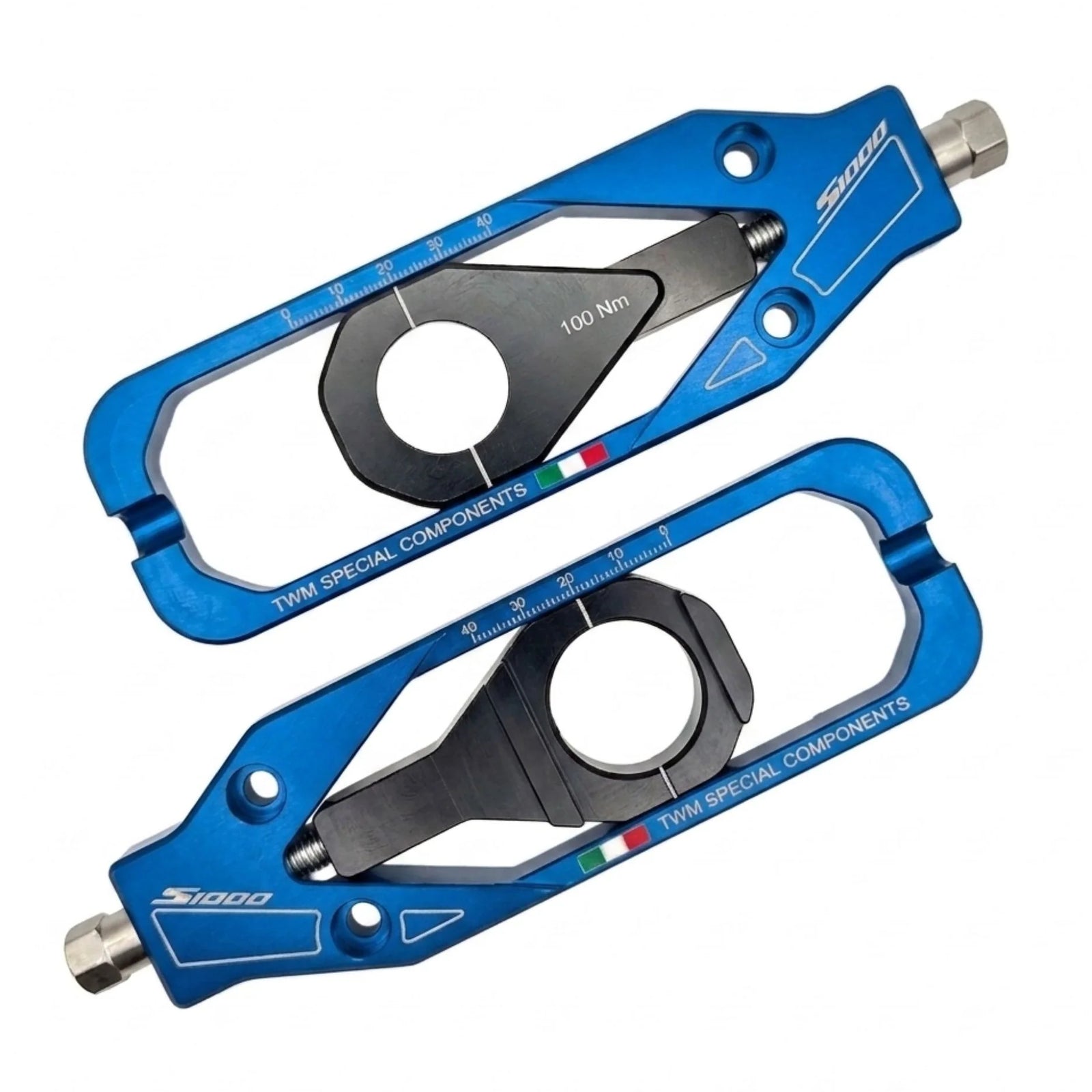 TWM CNC Aluminum Chain Adjusters for BMW - TCBMW.01 in Blue - Set Photo - TCBMW.01.B