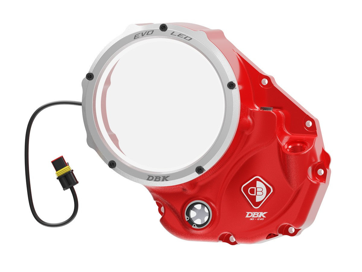 Ducabike DBK CCDVL05 Evo LED Clear Clutch Cover - RED-SILVER