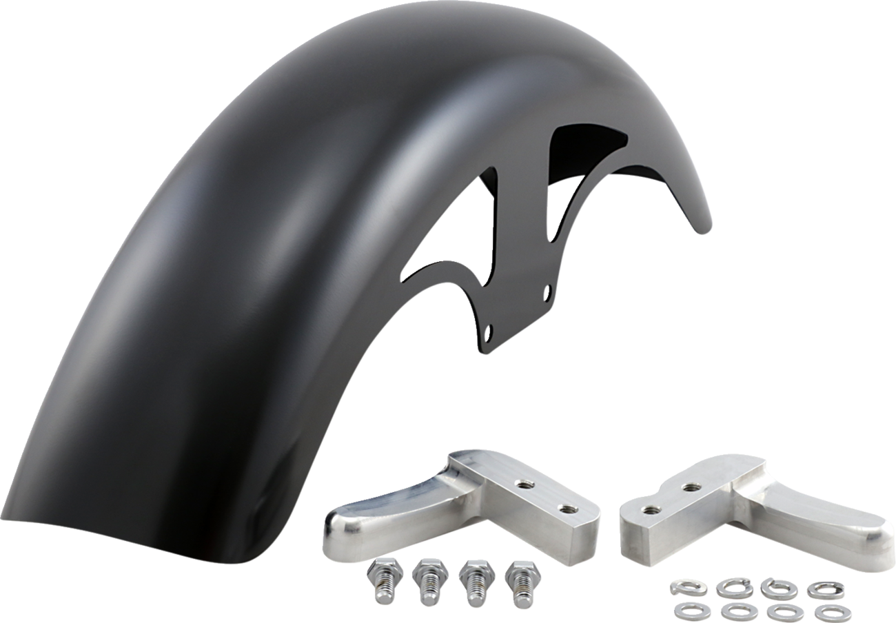 Klock Werks P-Tom Front Fender - Black - 19" - HD Dyna/Softail