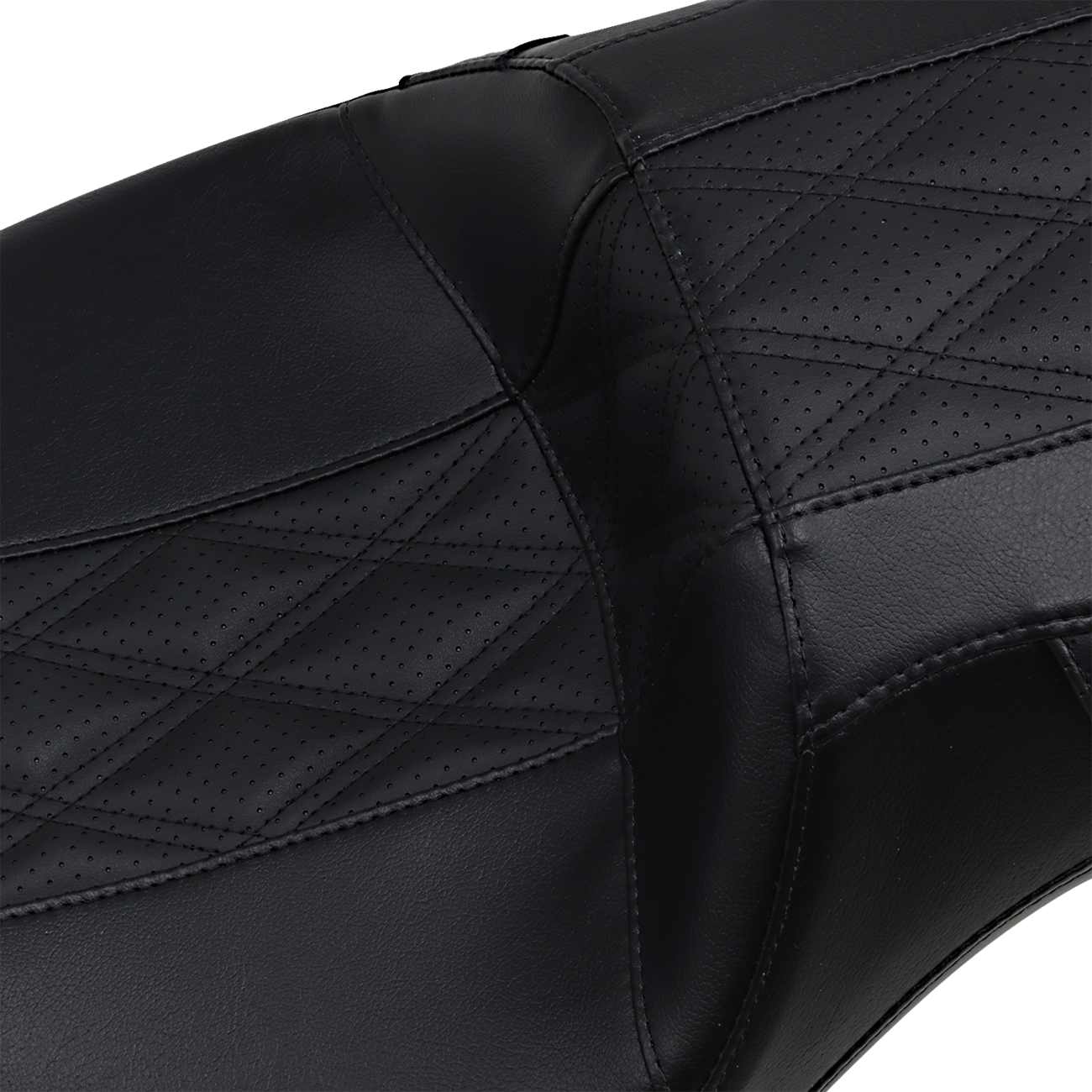 Le Pera Outcast Daddy Long Legs Seat - 2-Up - W/O Backrest - Black W/Black Double Diamond Inlay - FL '08-'22