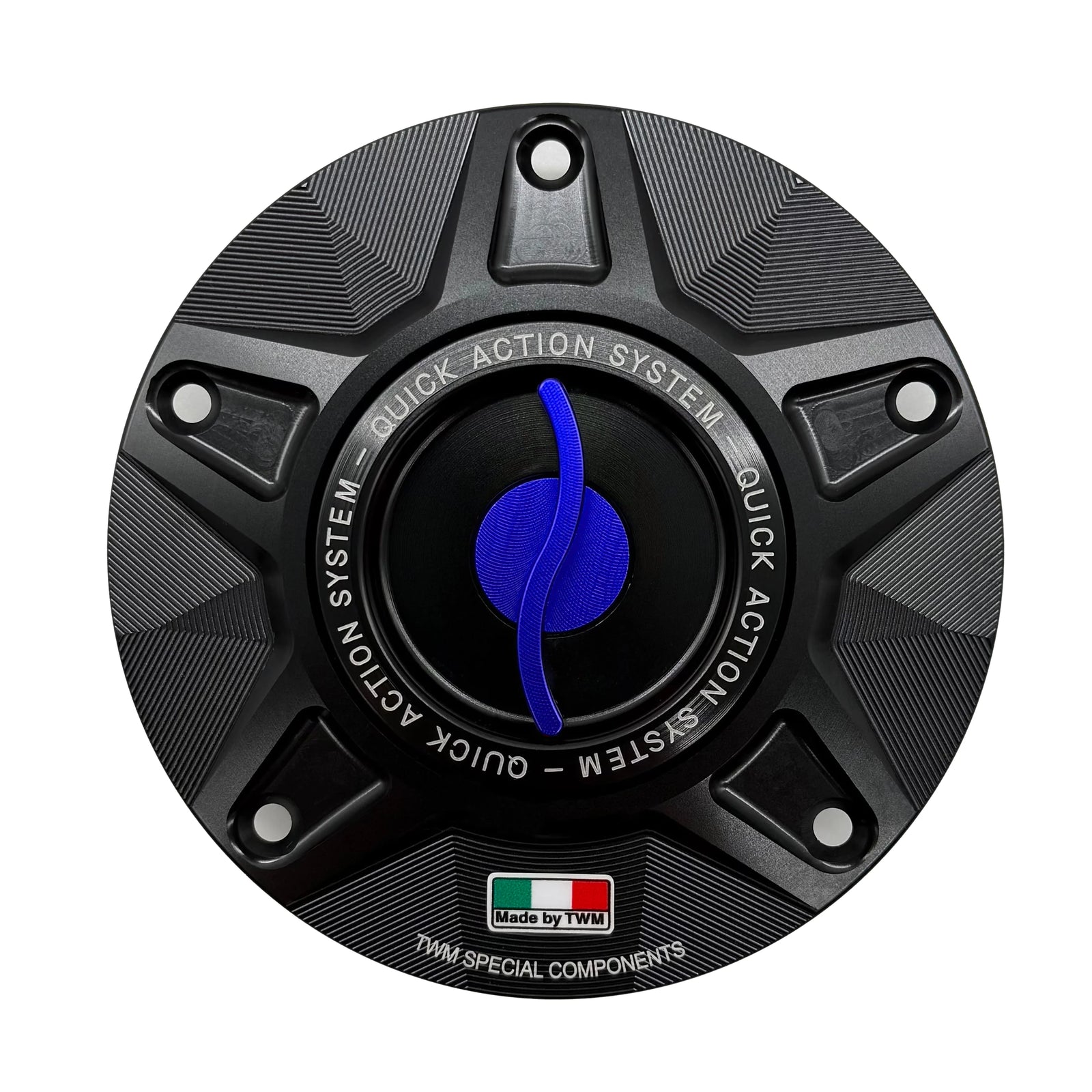 TWM CNC Aluminum Gas Cap / Fuel Cap with Blue Center Cap for Ducati Motorcycles