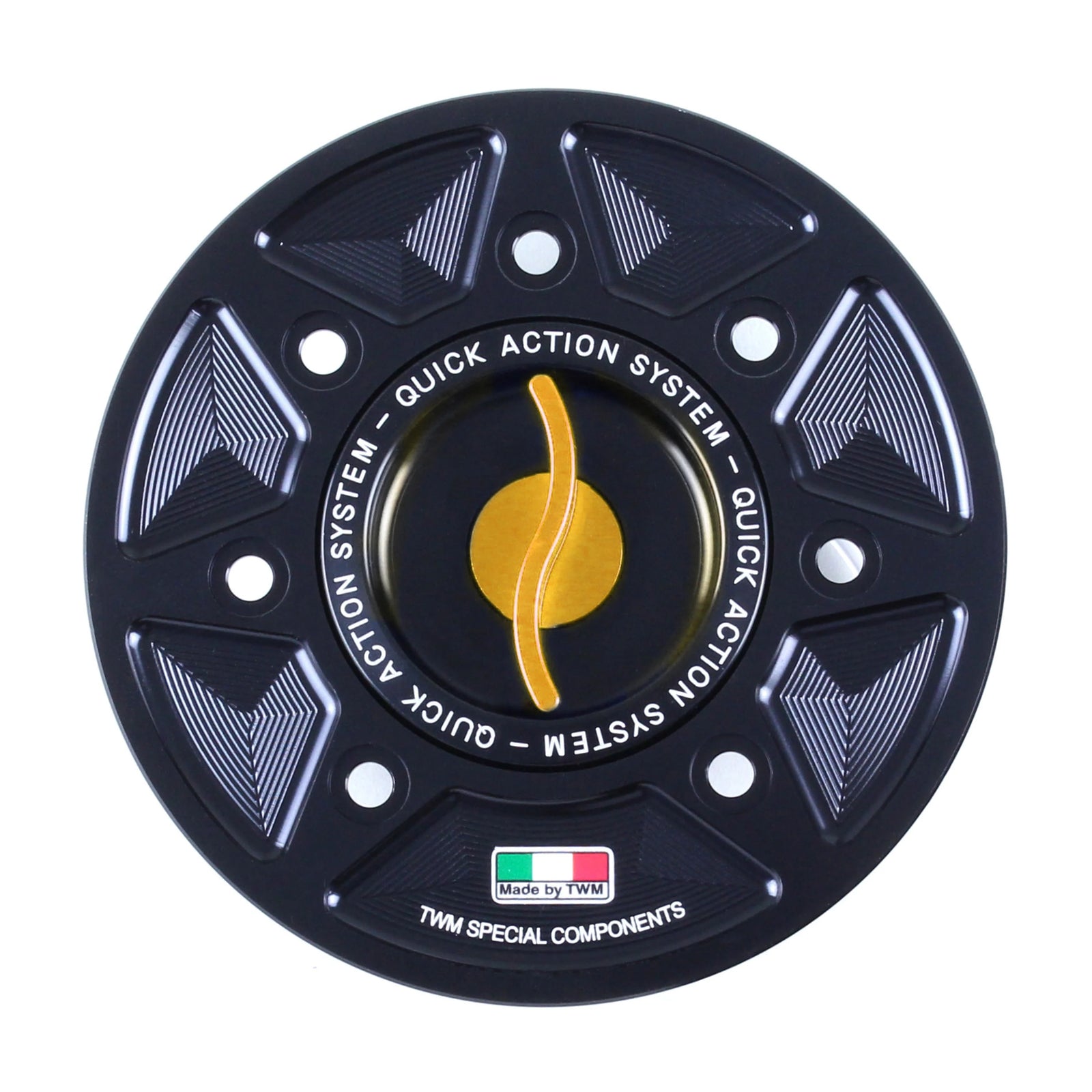 TWM CNC Aluminum Gas Cap / Fuel Cap with Gold Center Cap for Bimota Motorcycles