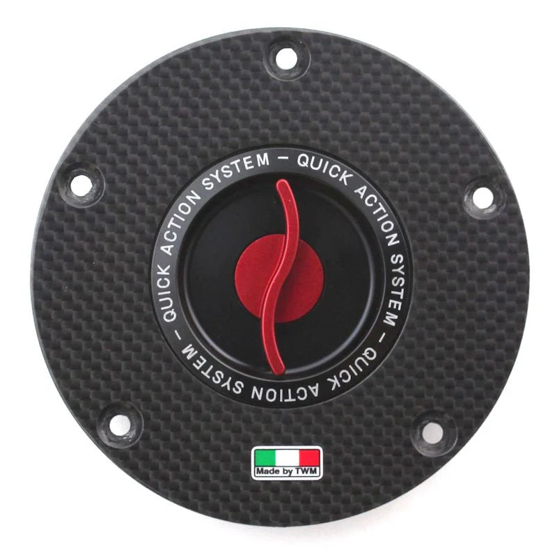 TWM Quick Action Carbon Fiber Gas Cap For Diavel V4 - Red