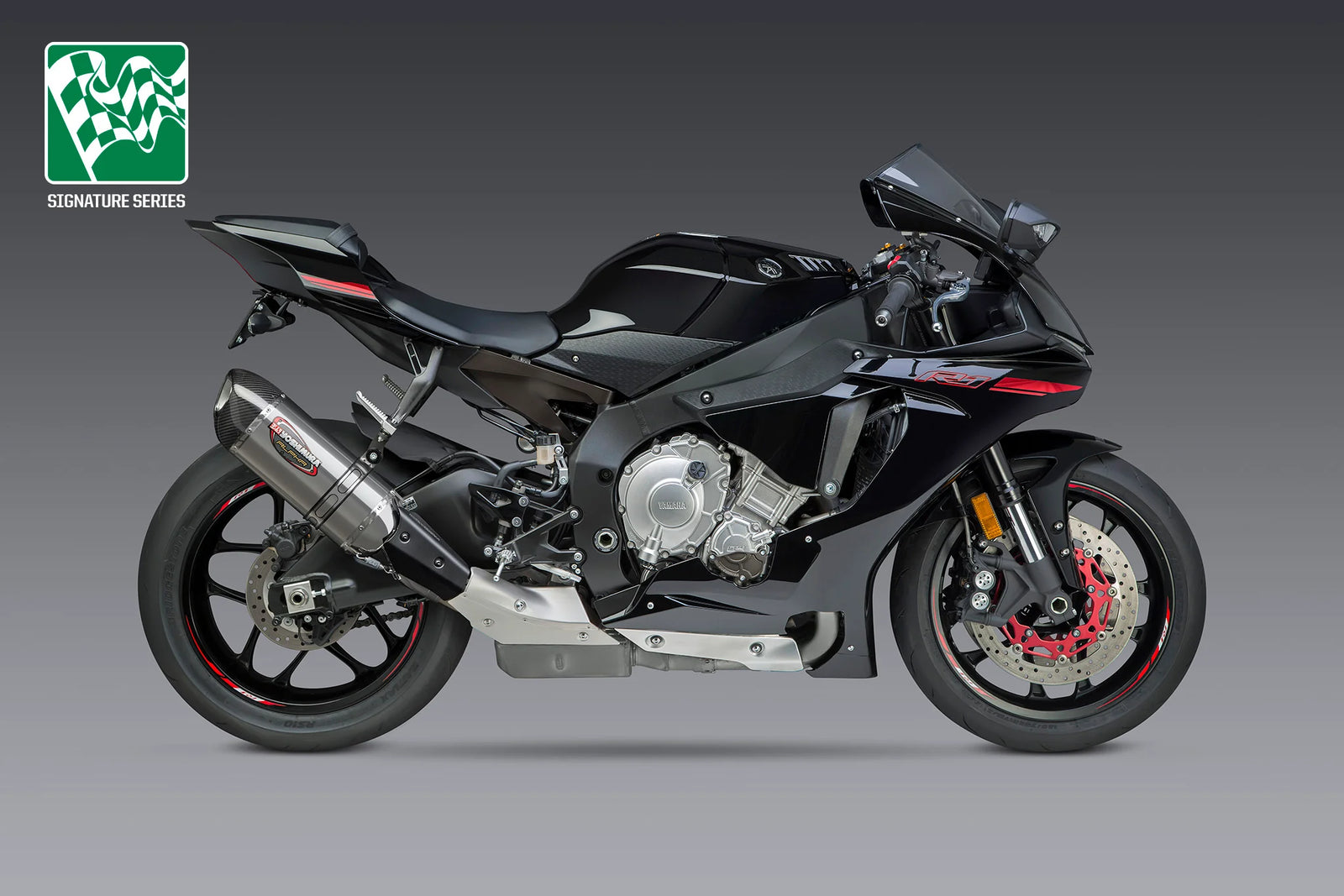 Yoshimura YZF-R1/M/S 15-19 ALPHA Stainless Slip-On Exhaust, W/ Stainless Muffler