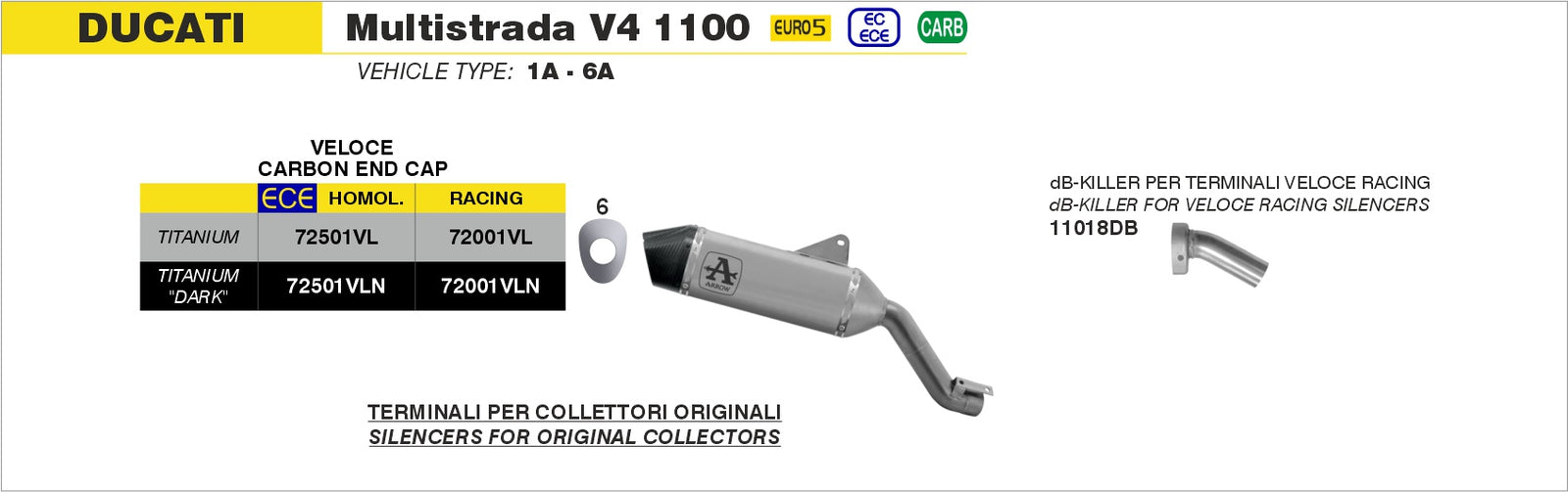 Arrow 72501VL Veloce Titanium Slip On - Assembly Diagram