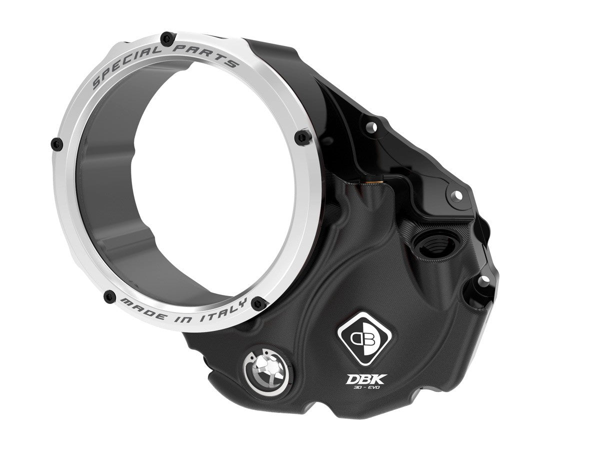 Ducabike DBK CCDV06 3D-EVO Clear Clutch Cover Oil Bath - BLACK-SILVER