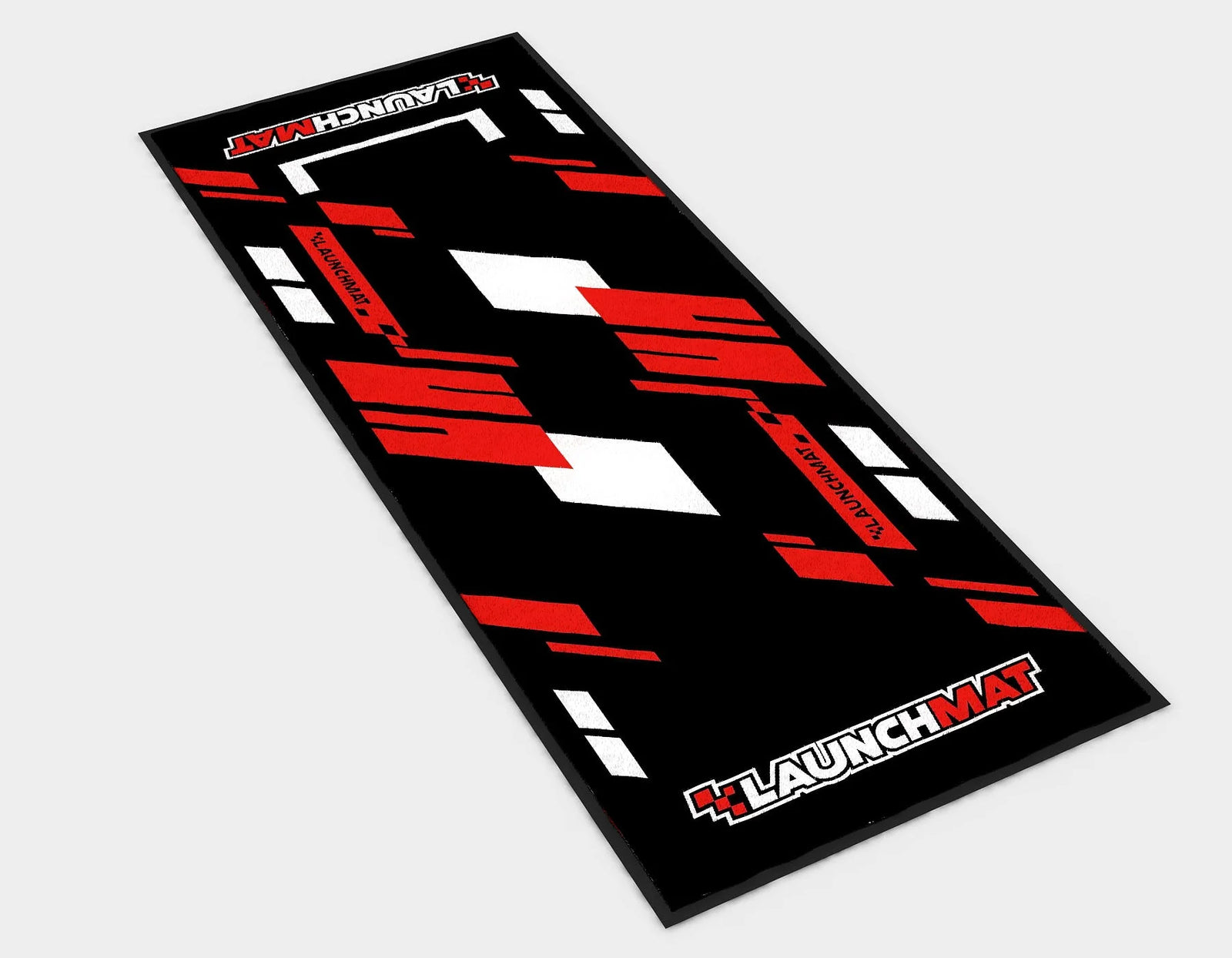 Launchmat Carpeted Motorcycle Mats (Block Design) - RED