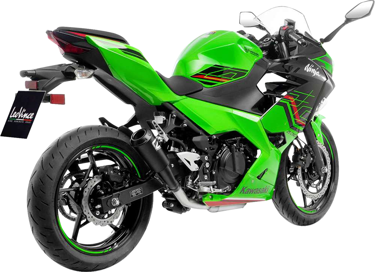 LeoVince LV-10 Slip-On Muffler - Full Black Stainless Steel - Ninja 400/500