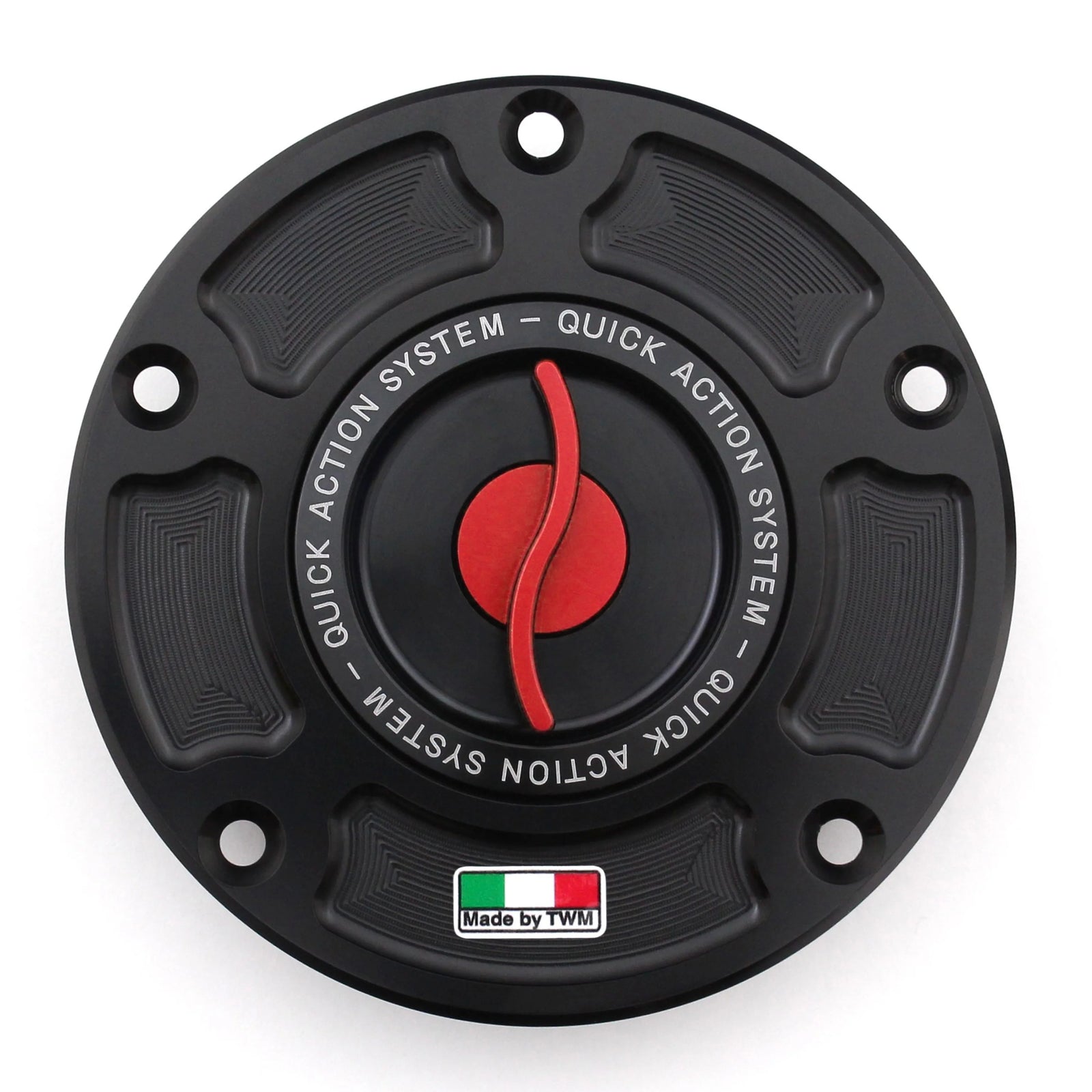 TWM CNC Aluminum Gas Cap / Fuel Cap with Red Center Cap for Ducati Motorcycles