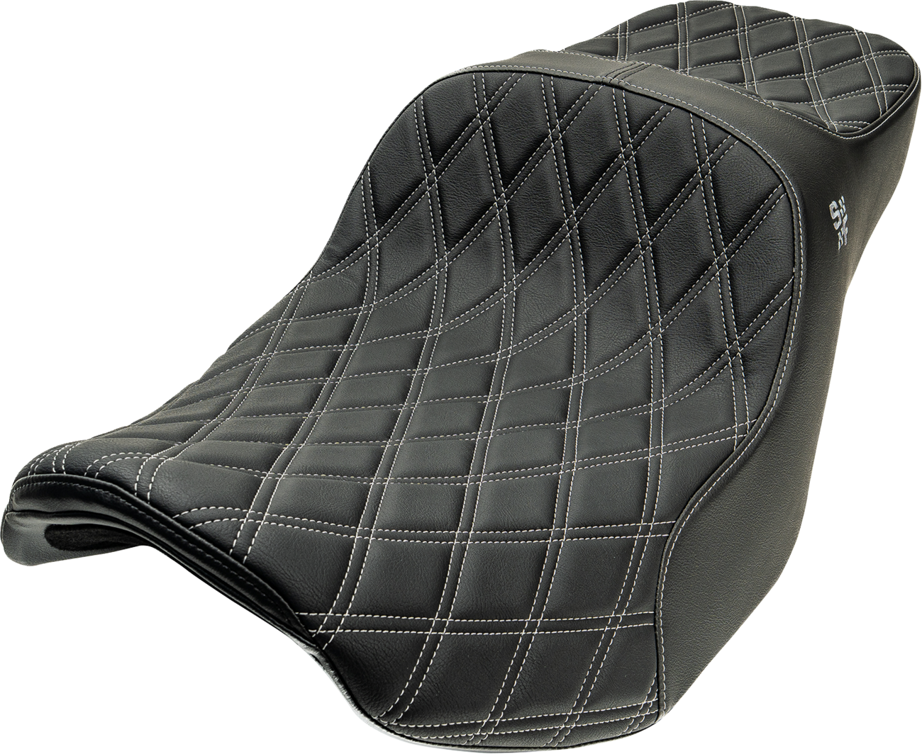 Slyfox Chariot Seat - Silver Double Diamond Stitch - Silver Logo - FLH/FLT '09-'23.5