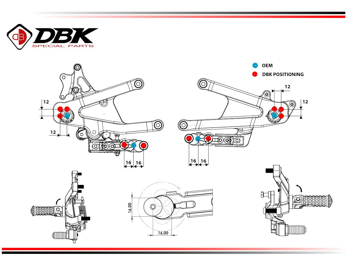 Ducabike DBK Ducati Panigale V4 2025 Adjustable SBK Rearsets