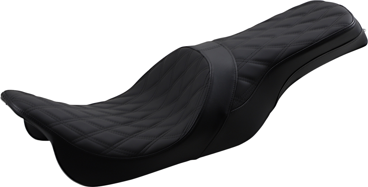 Drag Specialties Seats Forward Positioned Predator 2-Up Seat - Double Diamond - Black Stitching - FL '08-'23