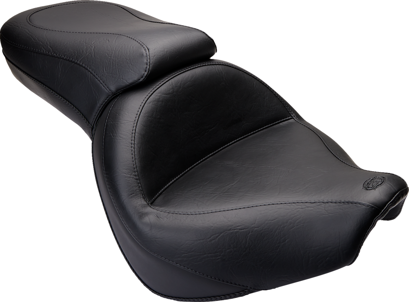 Mustang Seat - Vintage - Wide - Touring - Without Driver Backrest - One-Piece - Smooth - Black