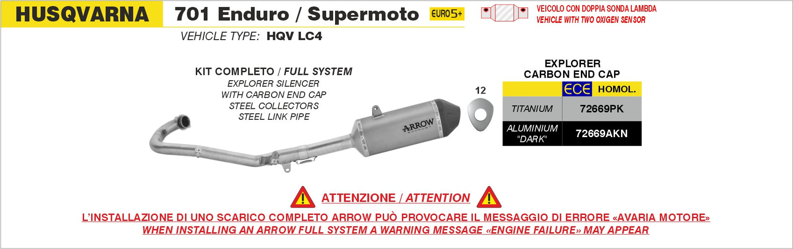 Arrow 72669PK Full System With Explorer Titanium Slip Ons - Assembly Diagram