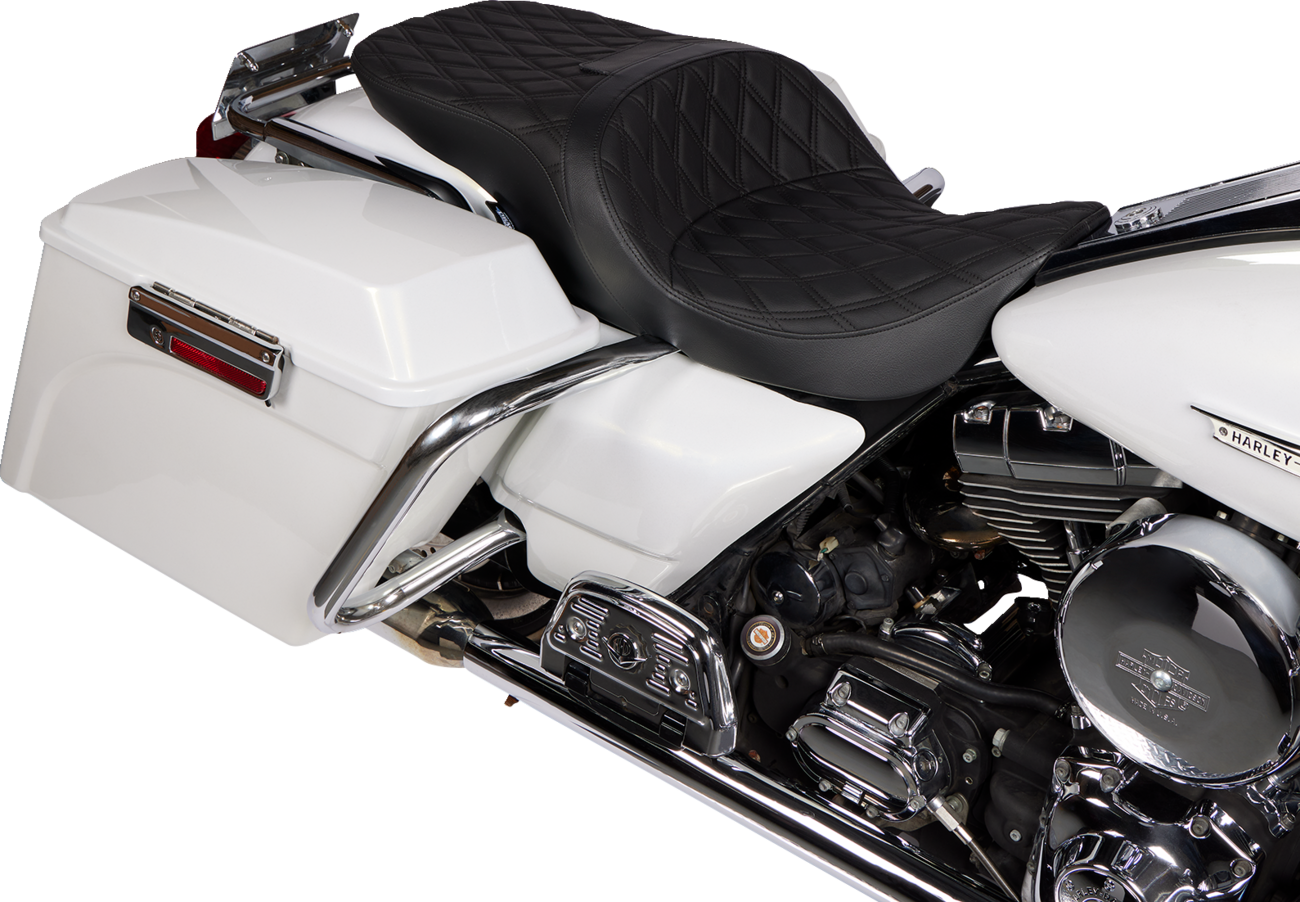 Drag Specialties Seats Freedom Seat - Vinyl - Double Diamond Black Stitch - FLH '97-'07