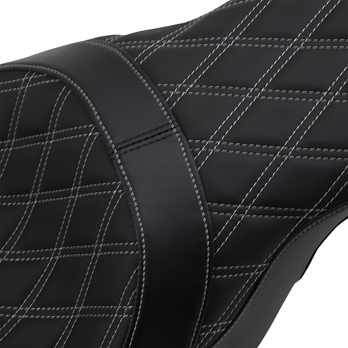 Drag Specialties Seats Forward Positioned Predator 2-Up Seat - Double Diamond - Silver Stitched - FL '08-'23