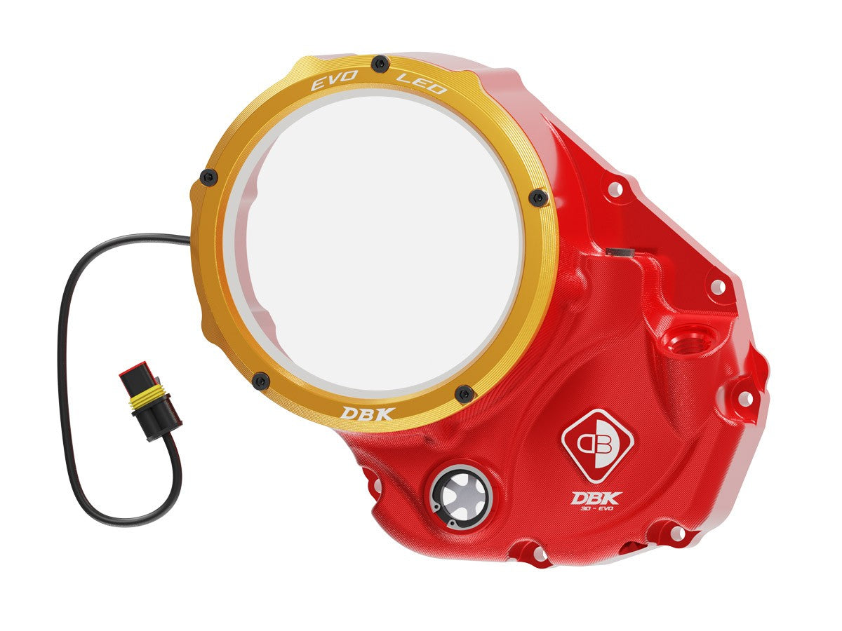 Ducabike DBK CCDVL06 Evo LED Clear Clutch Cover - RED-GOLD
