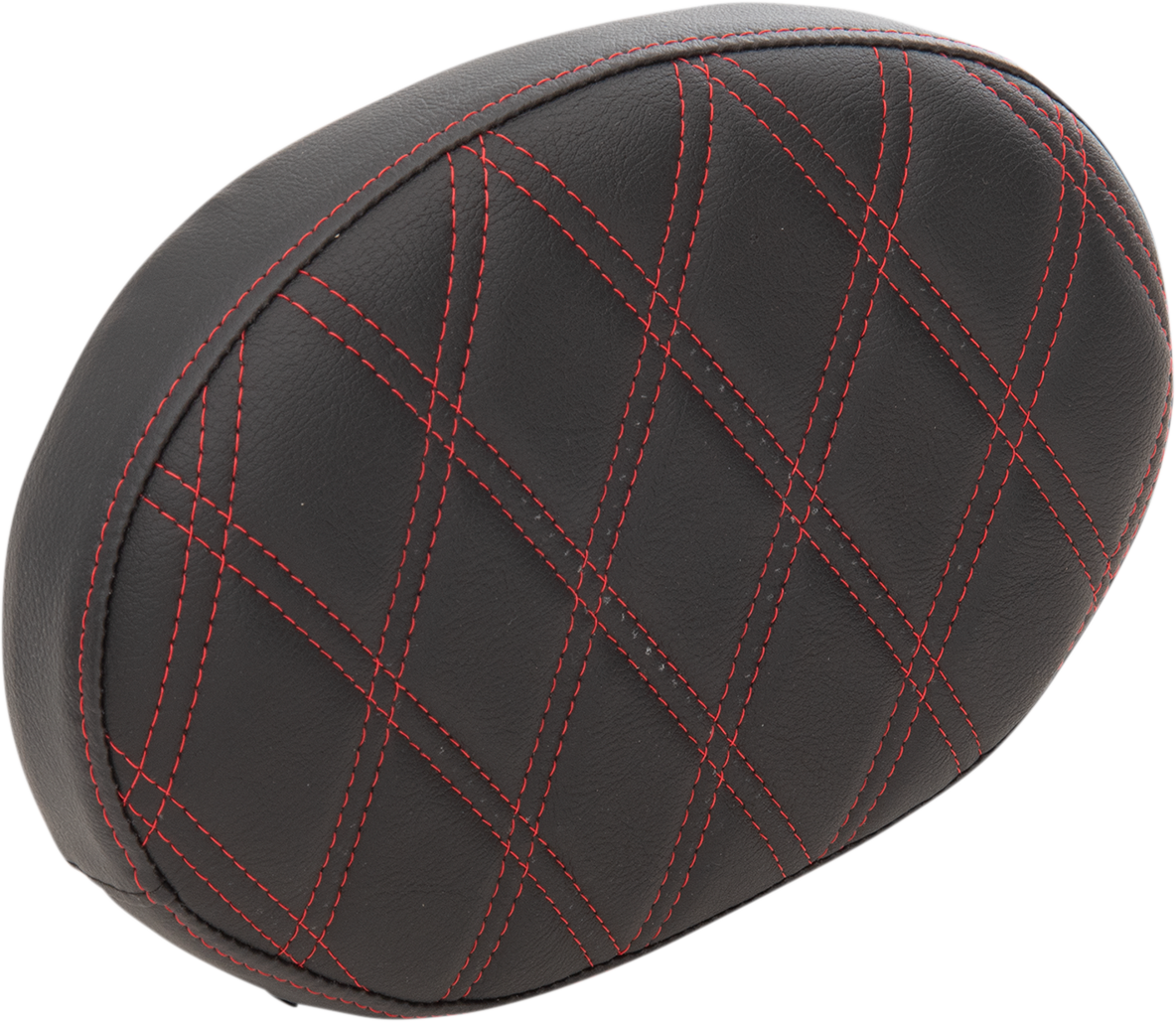 Drag Specialties Seats Oval Sissy Bar Pad - Double Diamond - Red Stitch - FL '99-'22
