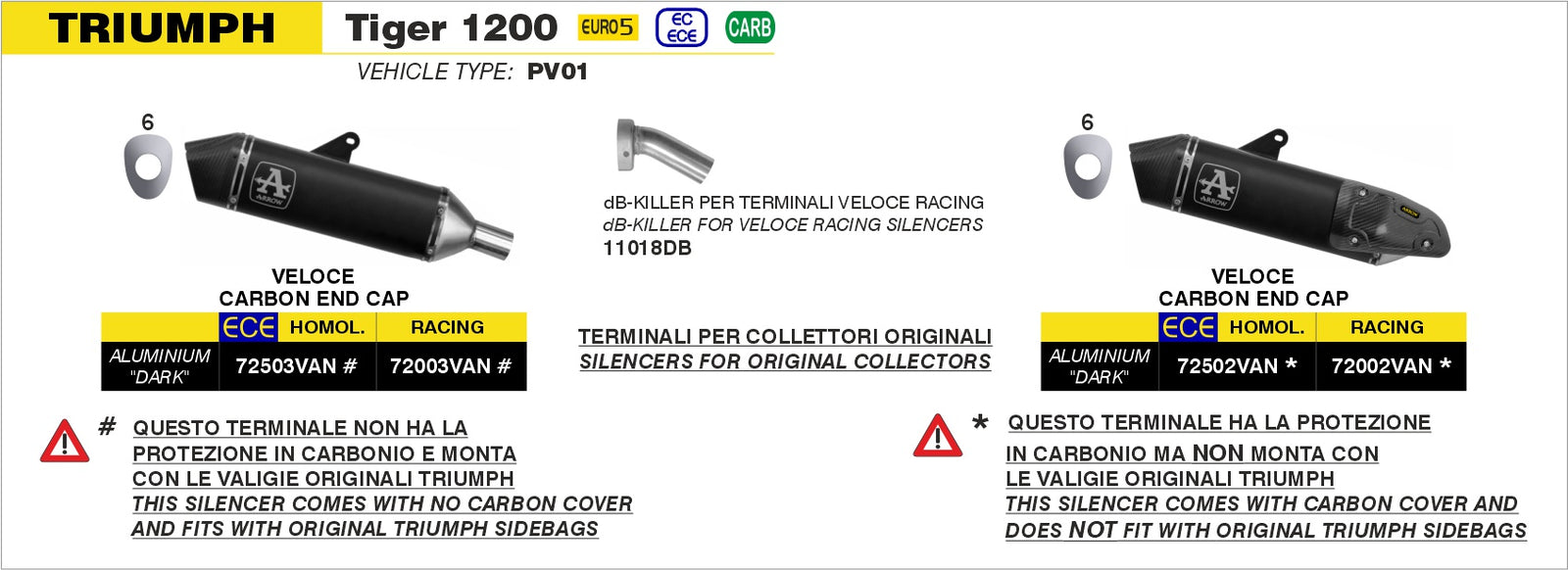 Arrow 72502VAN Veloce Aluminium Dark Slip On - Assembly Diagram