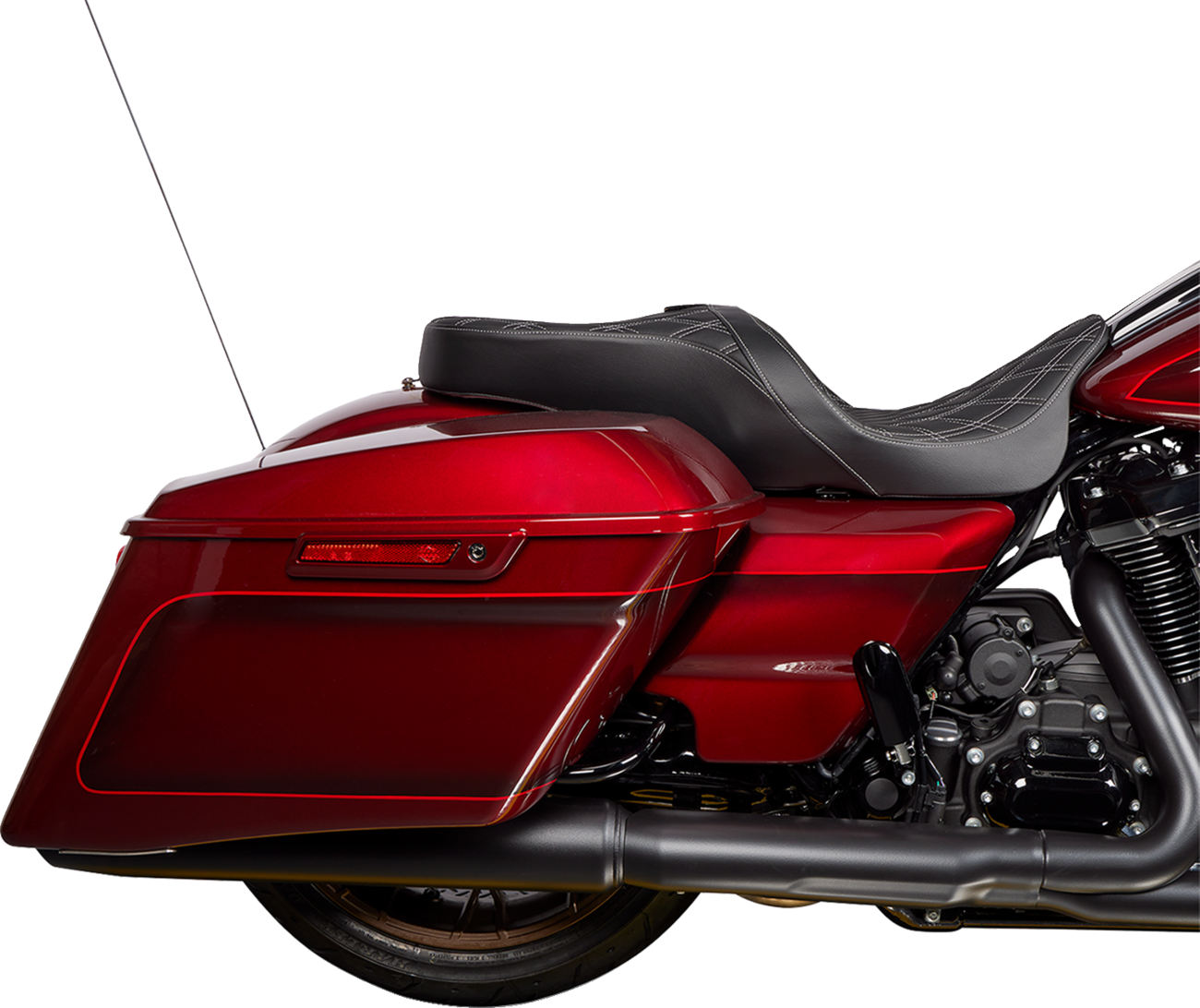 Drag Specialties Seats Freedom Seat - Vinyl - Double Diamond Silver Stitch - FLH '09-'23