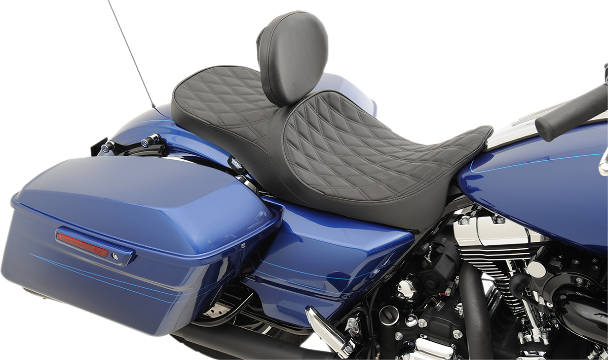 Drag Specialties Seats Low Touring Seat - Solar Reflective - Double Diamond - With Backrest Receiver - FL '08-'23