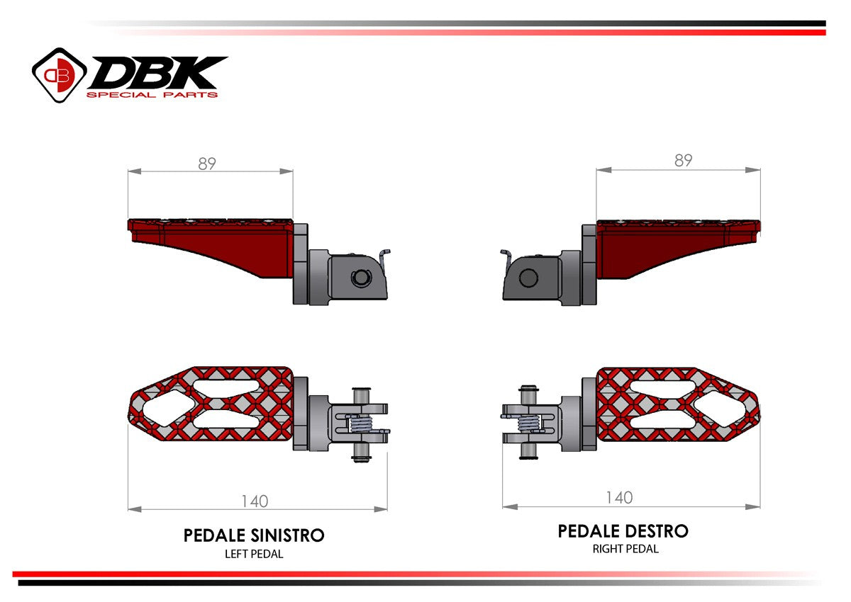 Ducabike DBK KPDM03 Adjustable Pilot Footpegs Kit