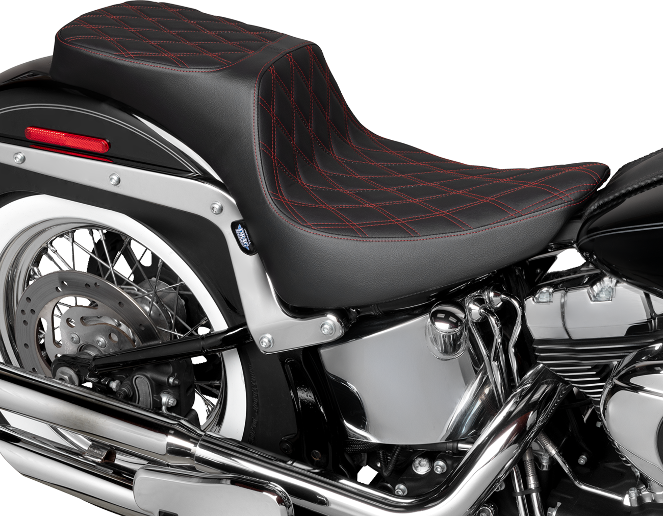 Drag Specialties Seats Performance Predator 2-Up Seat - Vinyl - Double Diamond - Red Thread - FL '00-'17