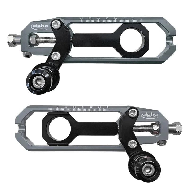 Alpha Racing Evo Plus Complete Chain Adjuster Kit BMW K67 S1000RR - Titanium Grey