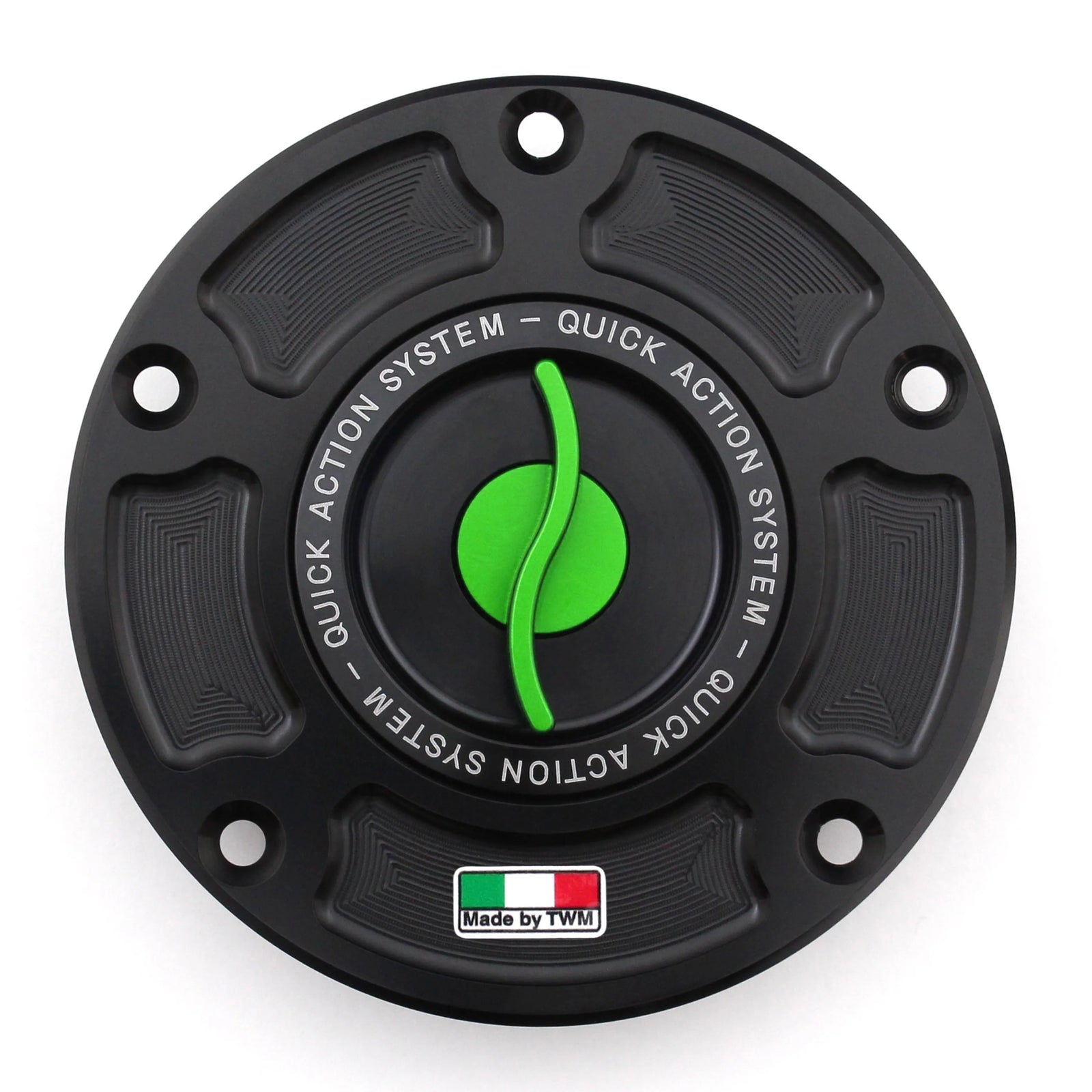 TWM CNC Aluminum Gas Cap / Fuel Cap with Green Center Cap for Ducati Motorcycles