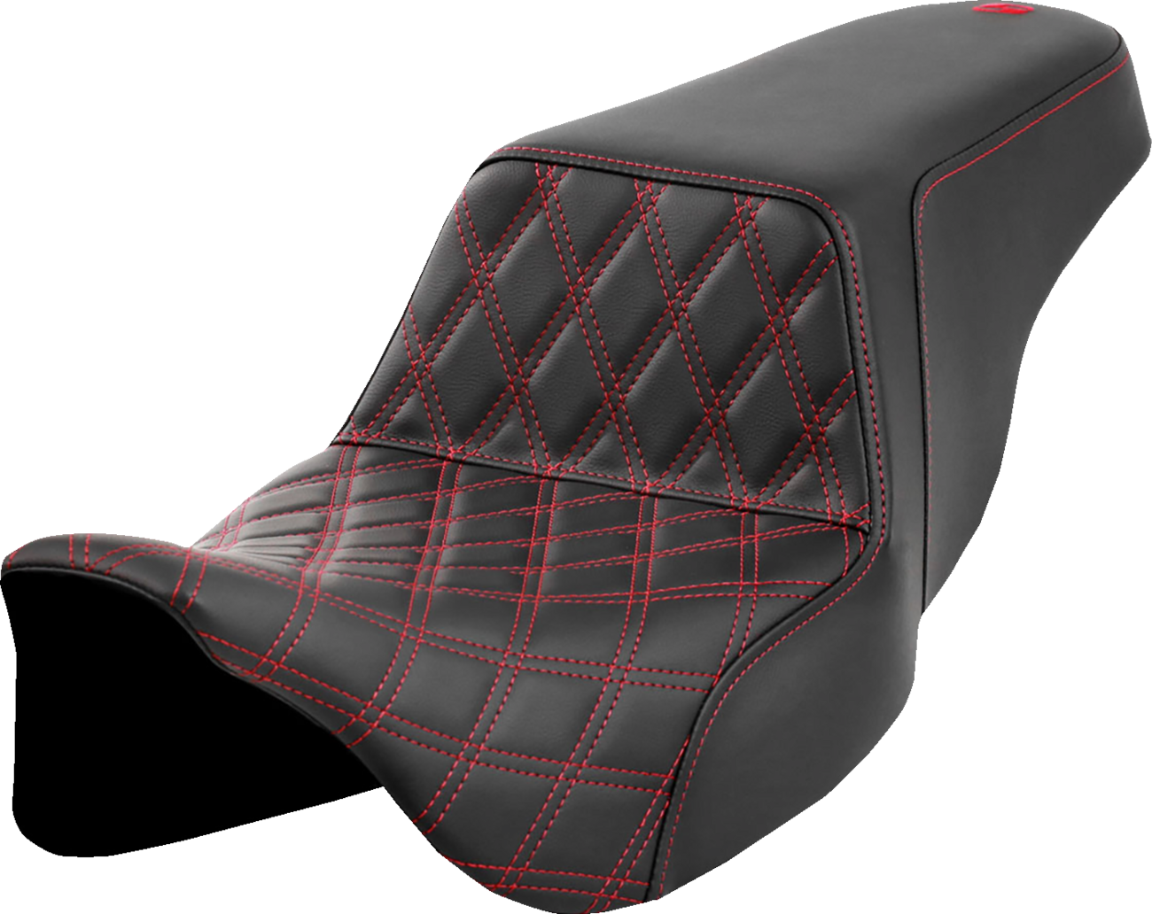 Saddlemen Step-Up Seat - Front Lattice Stitch - Red Stitch - FLH/FLT '08-'23