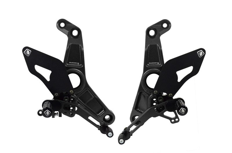 Ducabike DBK PRM12R01 Adjustable Rearset M1200r - BLACK ECO FIXED FOOT PEGS