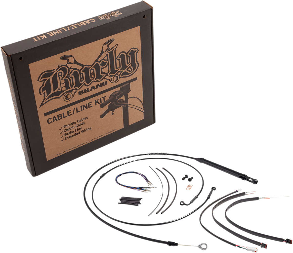 Burly Brand Complete Black Vinyl Handlebar Cable/Line Kit For Ape Hangers - 14" - '18-'24 Softail
