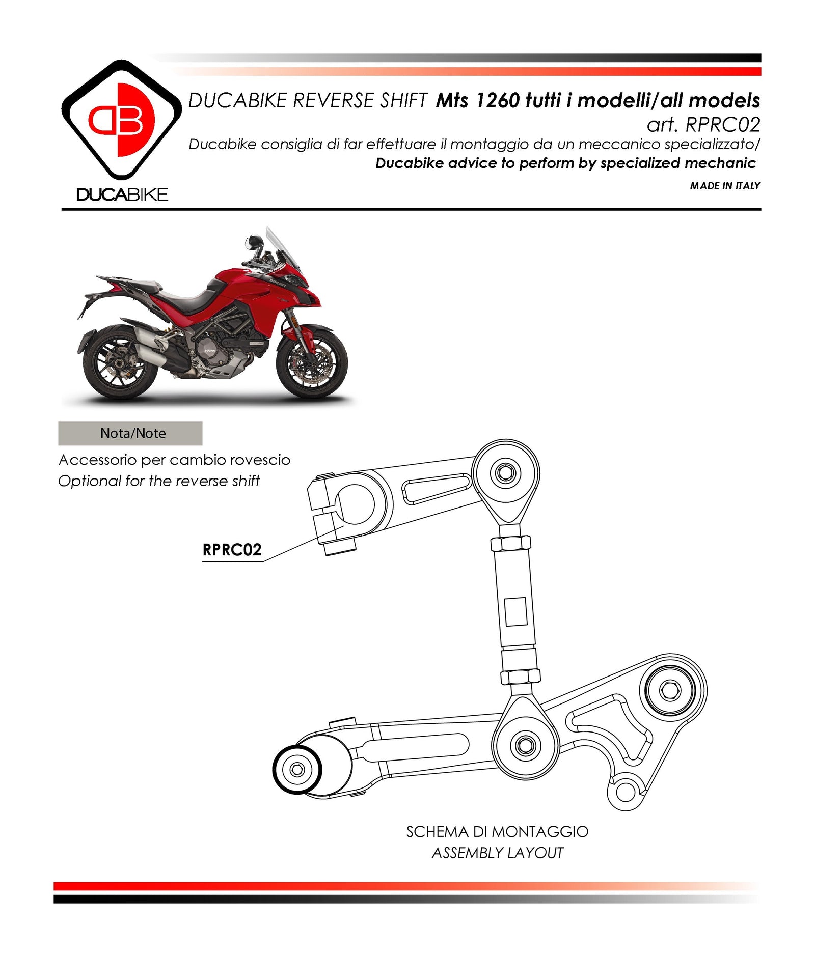 Ducabike DBK Rprc02 Reverse Shift Support MTS 1260