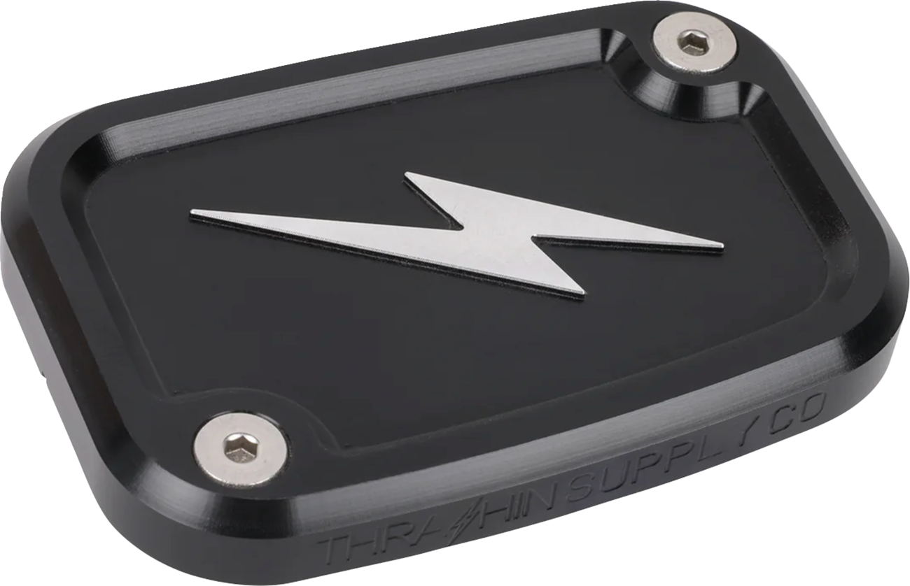 Thrashin Supply CO. Master Cylinder Cover - Brake - Front - Black/Twice-Cut