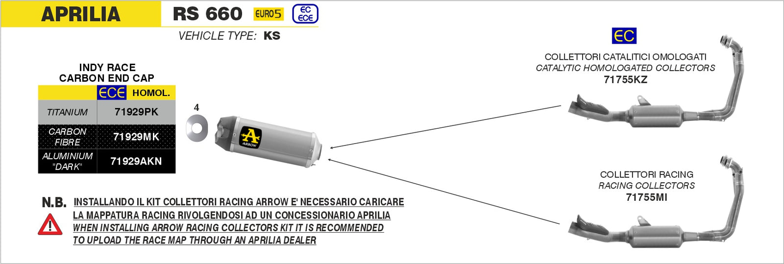 Arrow 71755MI Racing Headers - Assembly Diagram