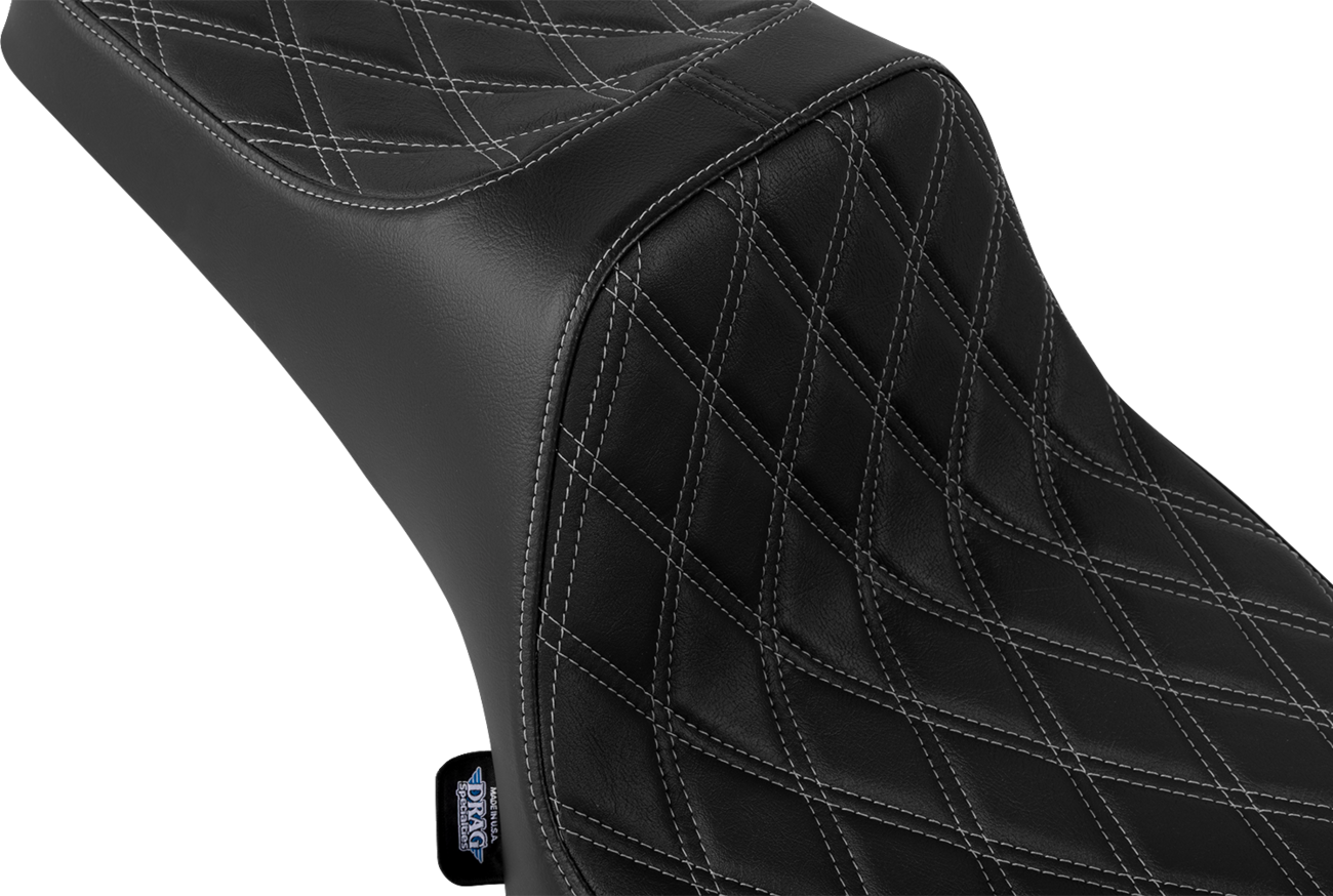 Drag Specialties Seats Predator III 2-Up Seat - Vinyl - Double Diamond - Silver Stitch - Chieftain '25/Challenger '20-'25