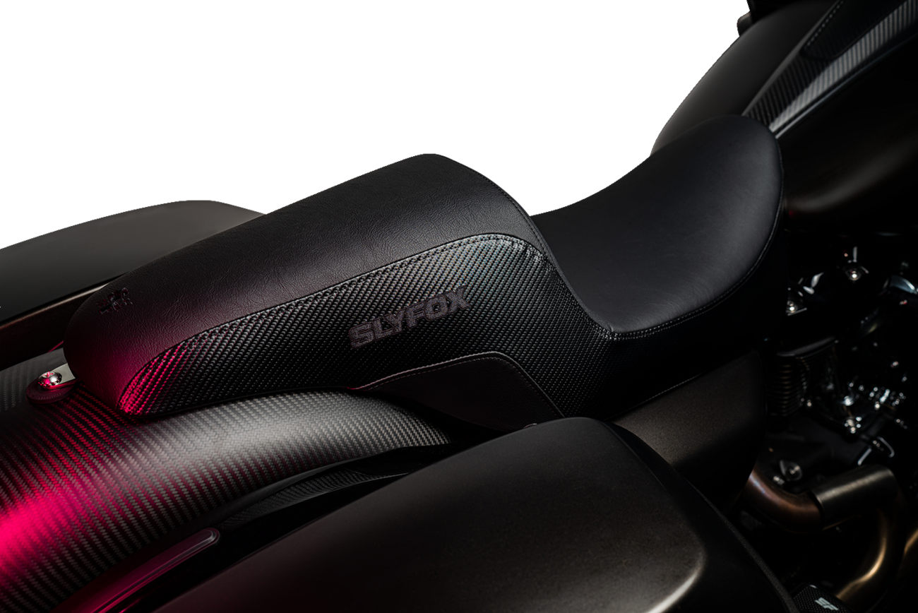 Slyfox Drifter Seat - Black Logo - Smooth Vinyl - Carbon Fiber - FL '08-'23