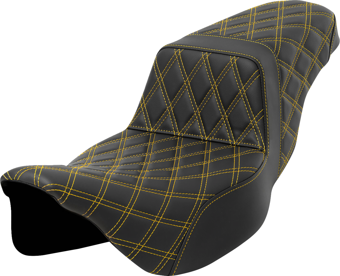 Saddlemen Step-Up Seat - Lattice Stitch - Gold Stitch - Extended Reach - FLH/FLT '08-'23