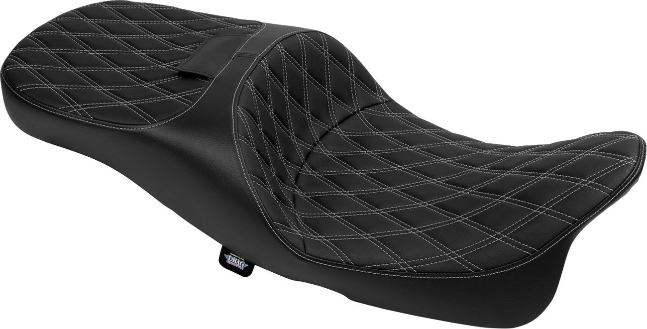 Drag Specialties Seats Extended Reach Freedom Seat - Vinyl - Double Diamond - Silver Stitch - FLT/FLH '09-'25